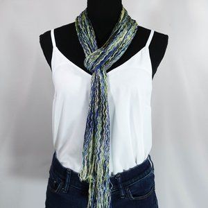 🛍multicolor skinny thin scarf with fringe details
